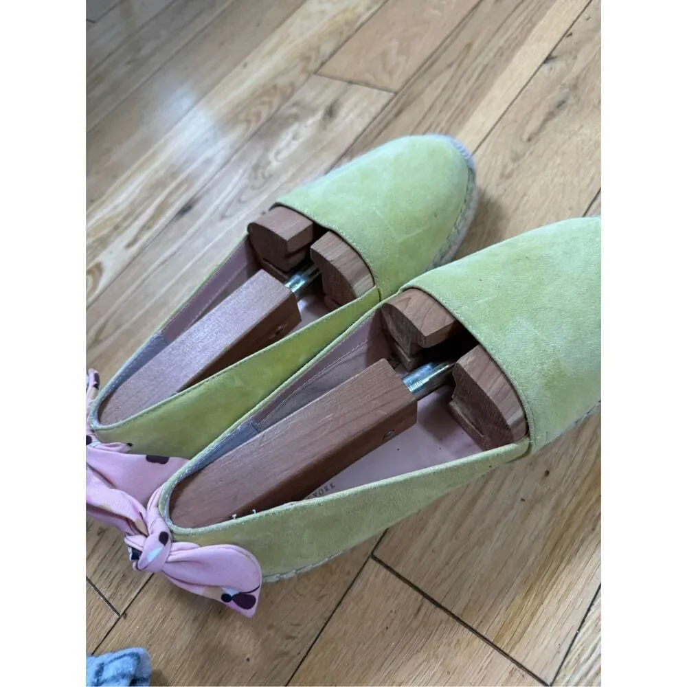kate spade Pale Yellow Suede Espadrille Flats with Pink Tie